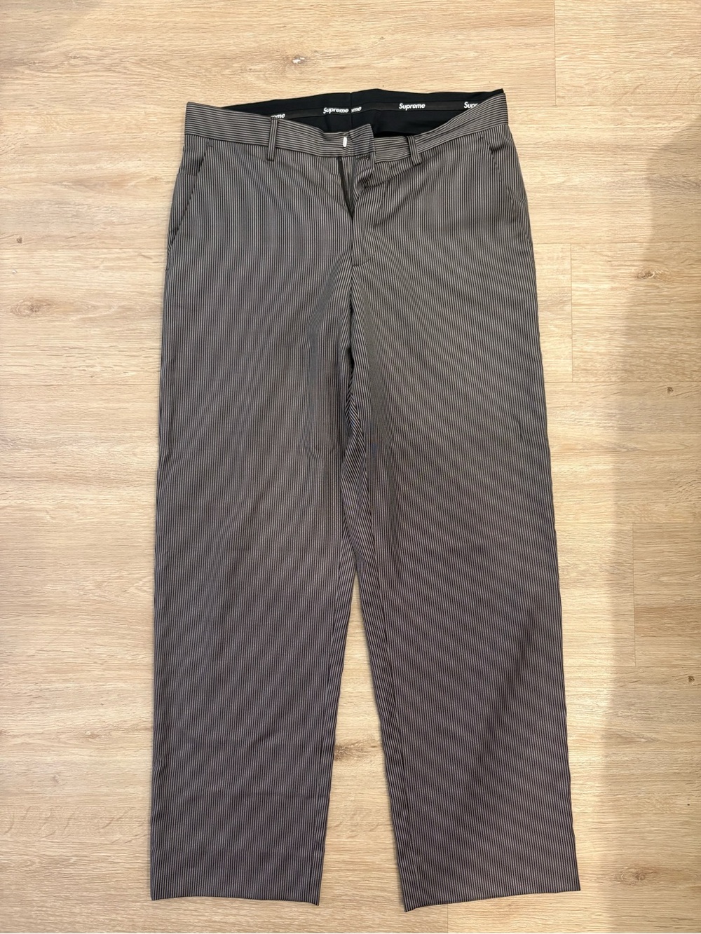 Supreme Men's Charcoal Pinstripe Trousers